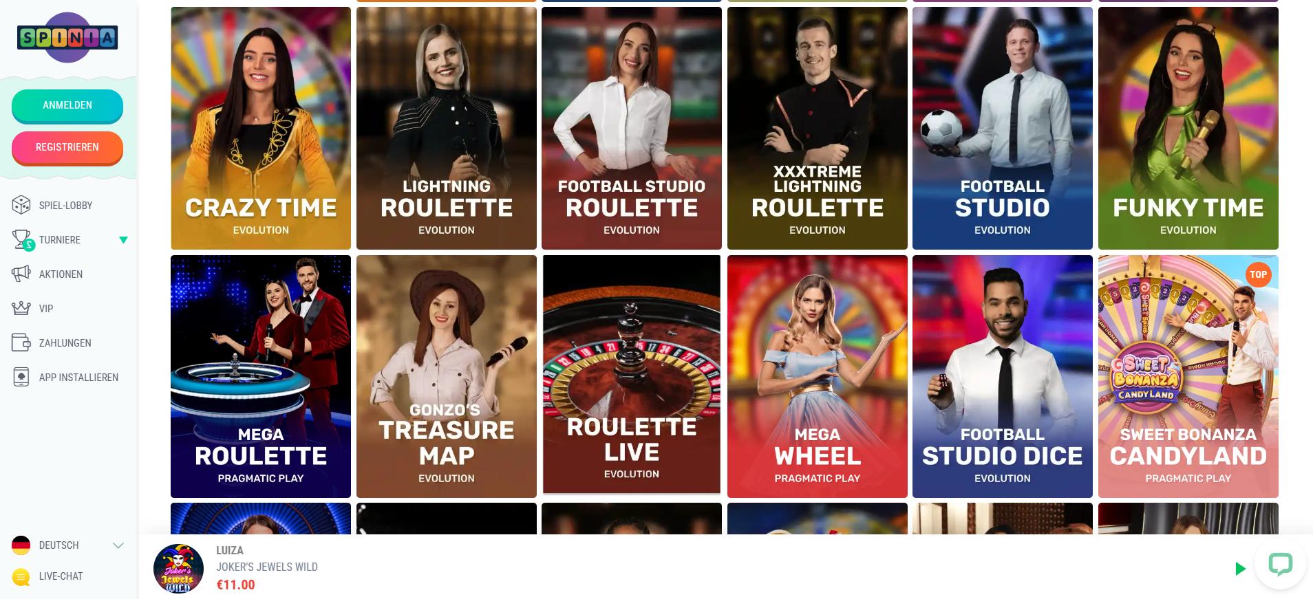 Spinia Roulette-Spiel Spinia Roulette-Spiel